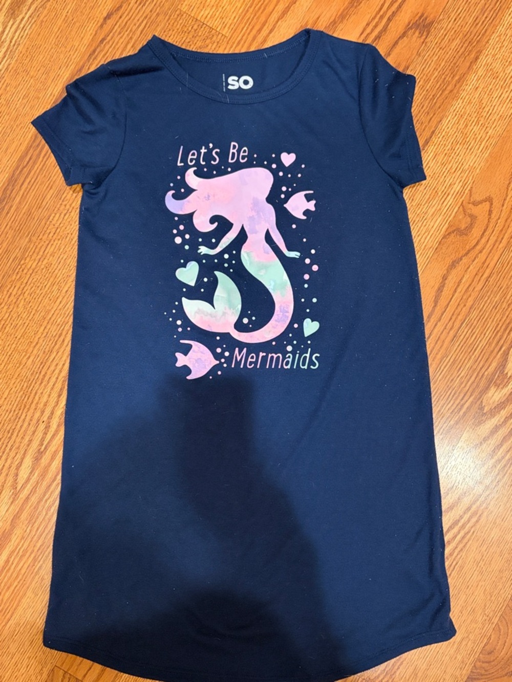 SO Kids Navy Mermaid Sleep shirt with Pastel Pink & Mint Art